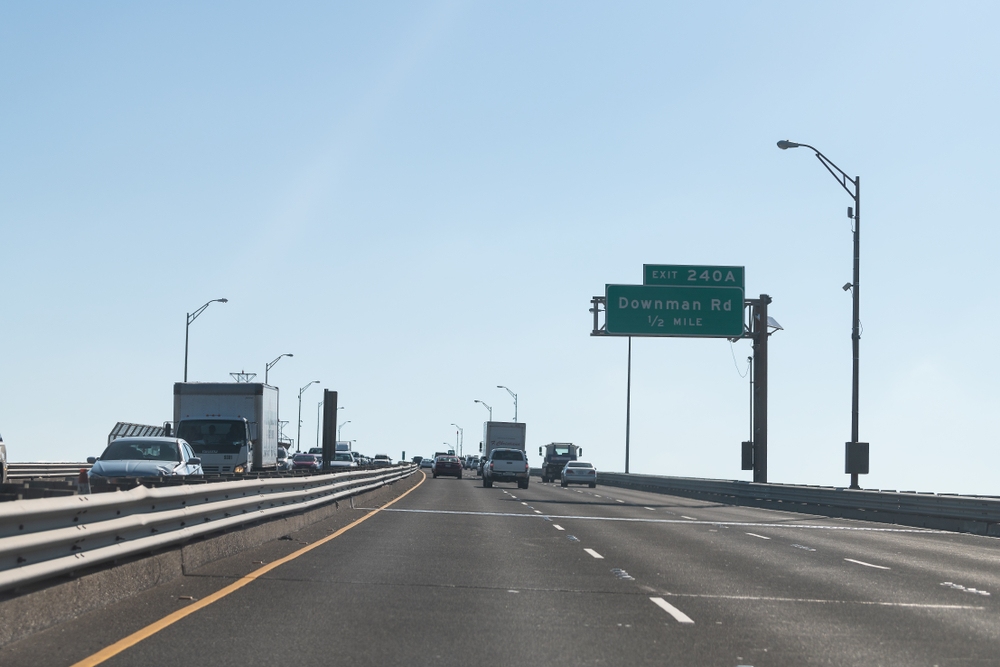 Highway 90 roadway in South Louisiana where car accidents occur